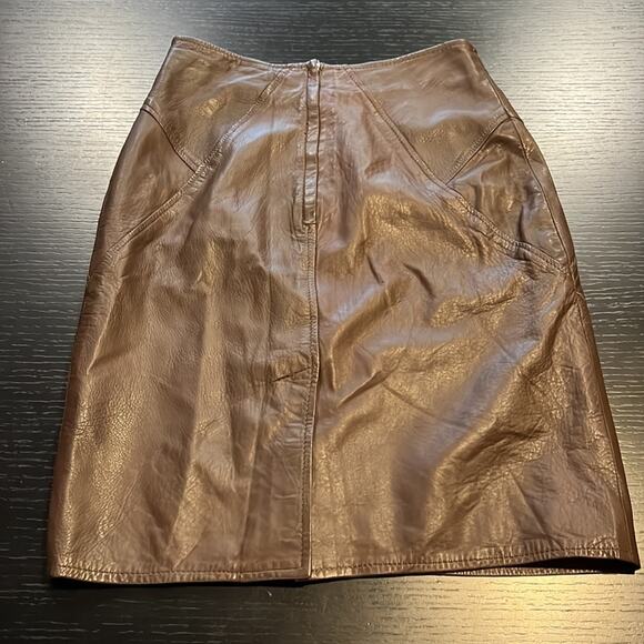 Renaissance Brown Leather Skirt Size 6 - Picture 3 of 7